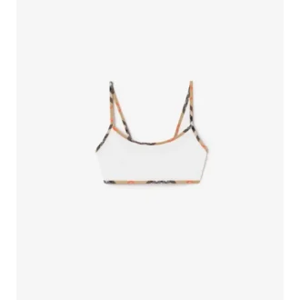 Top de bikini con ribete a cuadros Top de bikini con ribete a cuadros