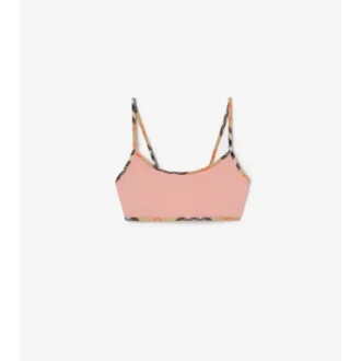Top de bikini con ribete a cuadros Top de bikini con ribete a cuadros