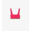 Top de bikini con ribete a cuadros