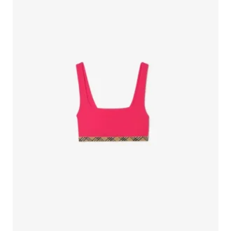 Top de bikini con ribete a cuadros