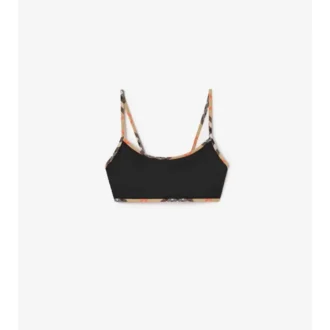 Top de bikini con ribete a cuadros Top de bikini con ribete a cuadros