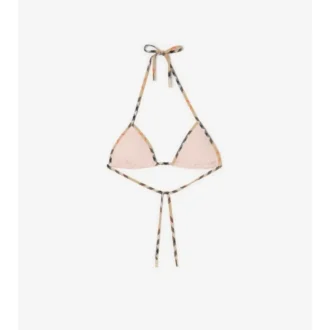 Top de bikini con ribete a cuadros Top de bikini con ribete a cuadros