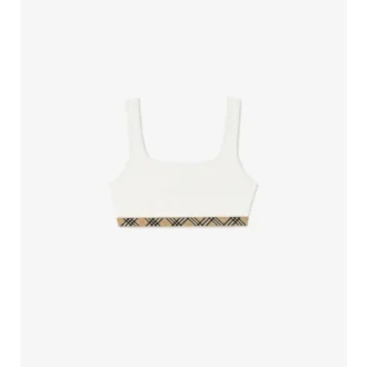 Top de bikini con ribete a cuadros