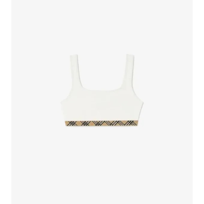Top de bikini con ribete a cuadros Top de bikini con ribete a cuadros