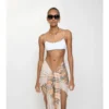 Top de bikini con ribete a cuadros Top de bikini con ribete a cuadros