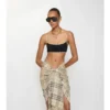 Top de bikini con ribete a cuadros Top de bikini con ribete a cuadros