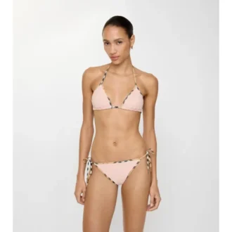 Top de bikini con ribete a cuadros Top de bikini con ribete a cuadros