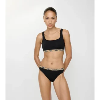 Top de bikini con ribete a cuadros Top de bikini con ribete a cuadros