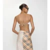 Top de bikini con ribete a cuadros Top de bikini con ribete a cuadros