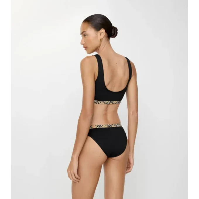 Top de bikini con ribete a cuadros