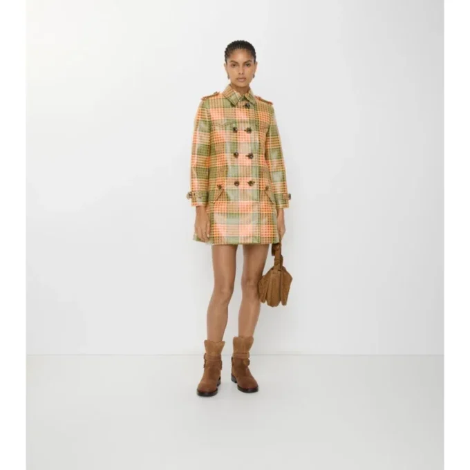 Trench Coat corto Summerside con efecto rafia y revestimiento de cuadros Trench Coat corto Summerside con efecto rafia y revestimiento de cuadros