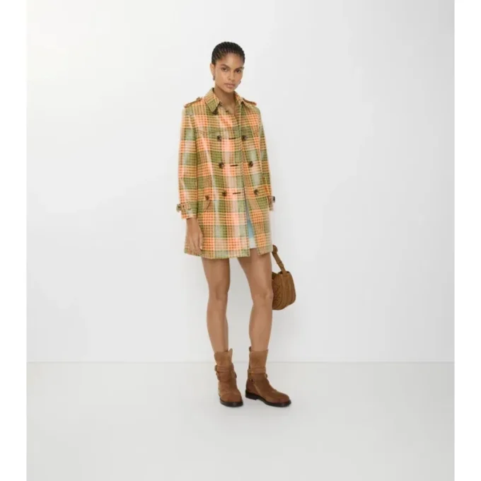 Trench Coat corto Summerside con efecto rafia y revestimiento de cuadros Trench Coat corto Summerside con efecto rafia y revestimiento de cuadros