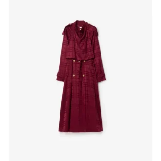 Trench Coat de seda con estampado de cuadros