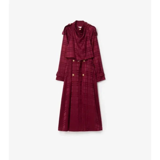 Trench Coat de seda con estampado de cuadros