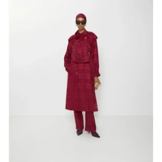 Trench Coat de seda con estampado de cuadros