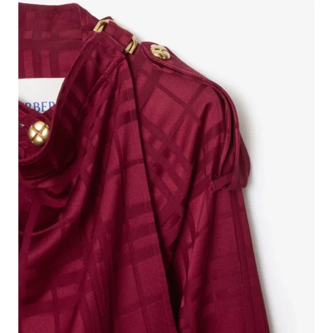 Trench Coat de seda con estampado de cuadros