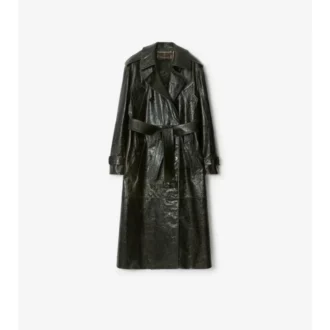 Trench Coat largo de piel repujada