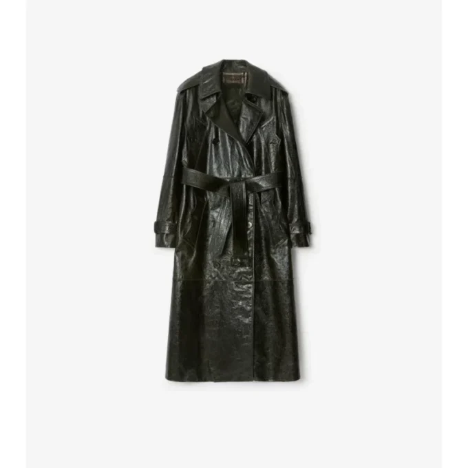 Trench Coat largo de piel repujada