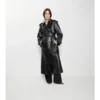 Trench Coat largo de piel repujada