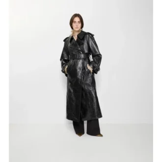 Trench Coat largo de piel repujada Trench Coat largo de piel repujada