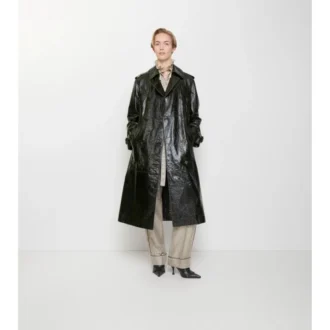 Trench Coat largo de piel repujada