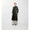 Trench Coat largo de piel repujada