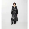 Trench Coat largo de piel repujada