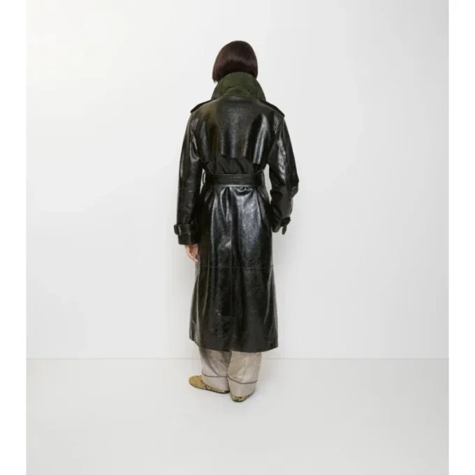 Trench Coat largo de piel repujada