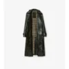 Trench Coat largo de piel repujada