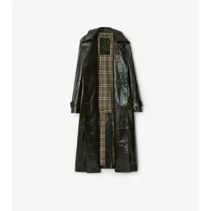 Trench Coat largo de piel repujada