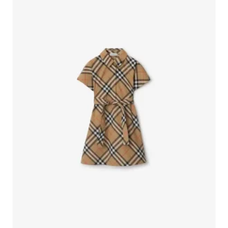 Vestido camisero de algodón con estampado de cuadros