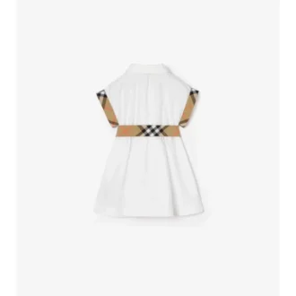 Vestido camisero de algodón con ribetes a cuadros