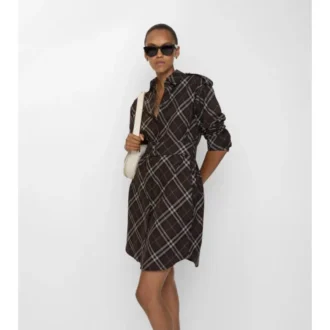 Vestido camisero de franela de algodón a cuadros