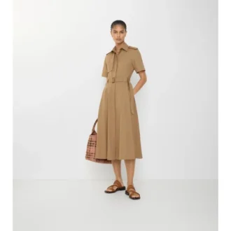 Vestido camisero de popelín de algodón