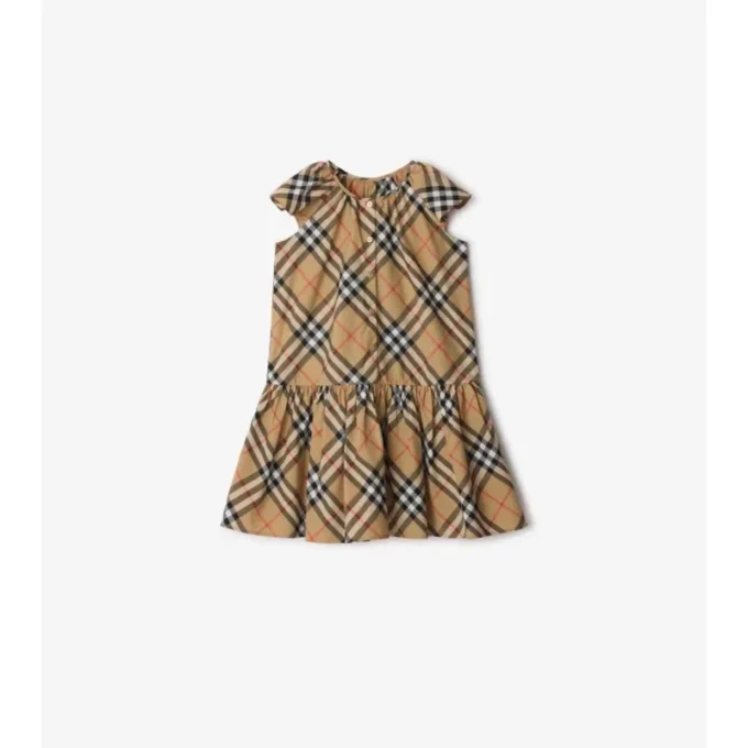 Vestido de algodón con estampado de cuadros Vestido de algodón con estampado de cuadros