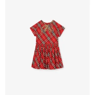 Vestido de algodón con estampado de cuadros