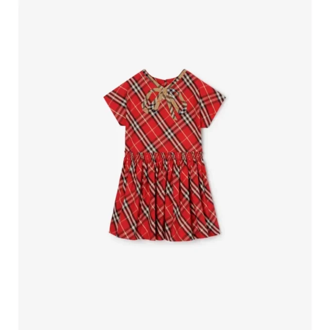 Vestido de algodón con estampado de cuadros Vestido de algodón con estampado de cuadros