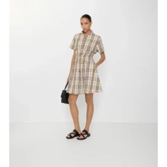 Vestido de algodón con estampado de cuadros