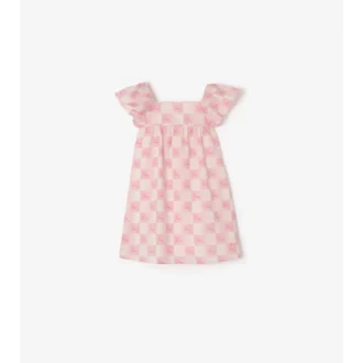 Vestido de algodón con estampado de tablero de ajedrez de EKD