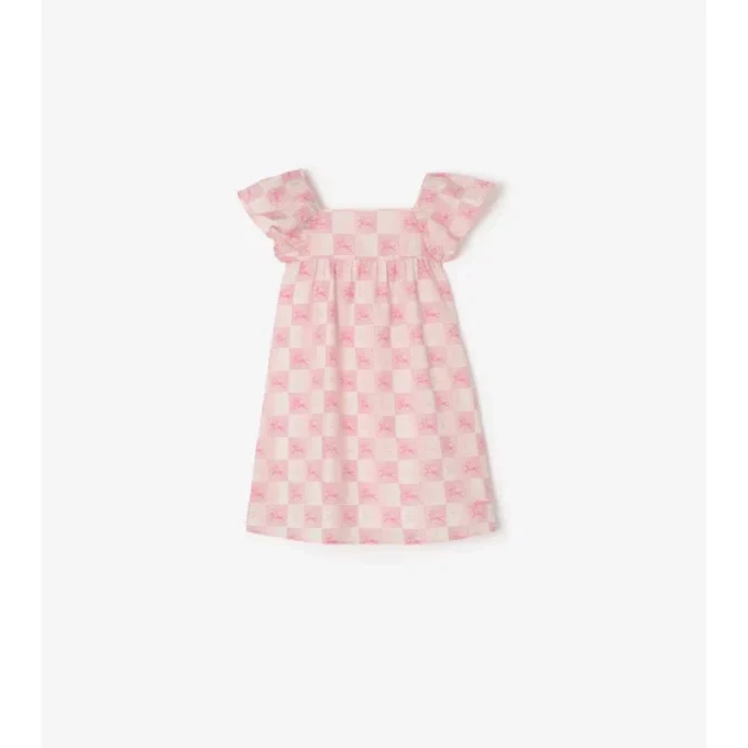 Vestido de algodón con estampado de tablero de ajedrez de EKD