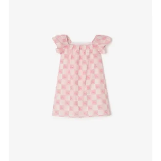 Vestido de algodón con estampado de tablero de ajedrez de EKD