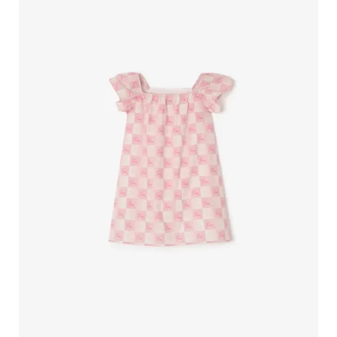 Vestido de algodón con estampado de tablero de ajedrez de EKD
