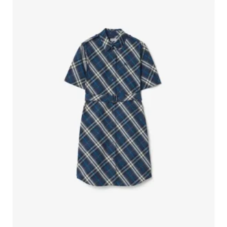 Vestido de camisa de algodón con estampado de cuadros