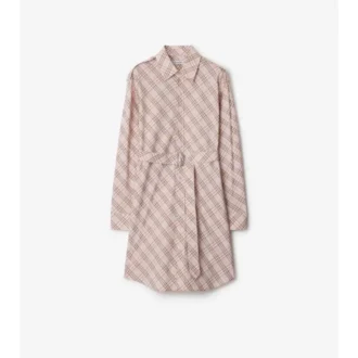 Vestido de camisa de algodón con estampado de cuadros
