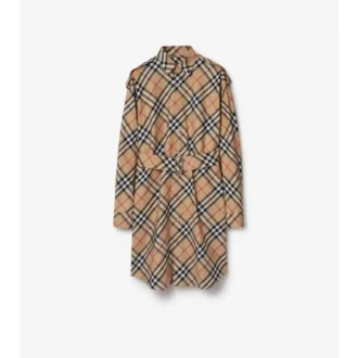 Vestido de camisa de algodón con estampado de cuadros