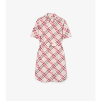 Vestido de camisa de algodón con estampado de cuadros