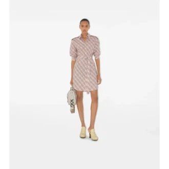 Vestido de camisa de algodón con estampado de cuadros