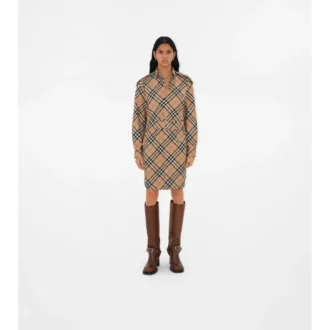 Vestido de camisa de algodón con estampado de cuadros