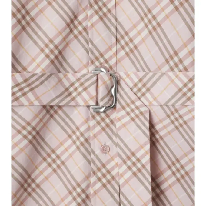 Vestido de camisa de algodón con estampado de cuadros Vestido de camisa de algodón con estampado de cuadros