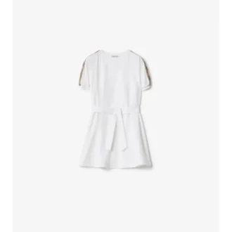 Vestido de camiseta de algodón con ribetes a cuadros